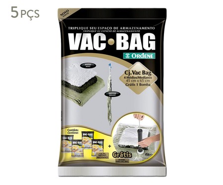 Jogo de Sacos Organizadores A Vácuo Vac Bag - Bege