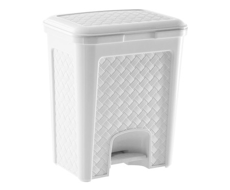 Lixeira com Pedal Rattan - Branco