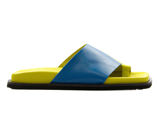 Chinelo Slide Duo em Couro Verde, Colorido | WestwingNow