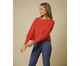 Blusa Decote Canoa em Linho Ampla Vermelho, Colorido | WestwingNow