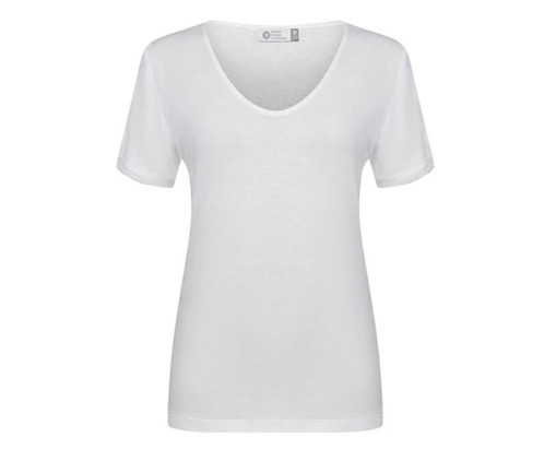 T-Shirt em Linho Gola V Branco, Colorido | WestwingNow