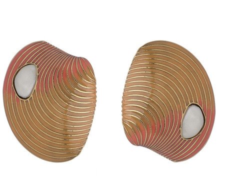 Brinco de Pressão Uno Praia dos Espelhos - Dourado e Coral