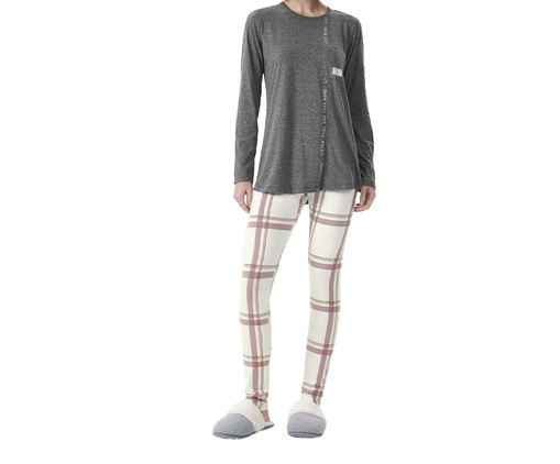 Pijama Manga Longa Com Legging Mescla, Cinza | WestwingNow