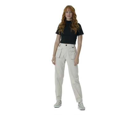 Calça Baggy Sarja Feminina Galapagos Access Caqui | WestwingNow