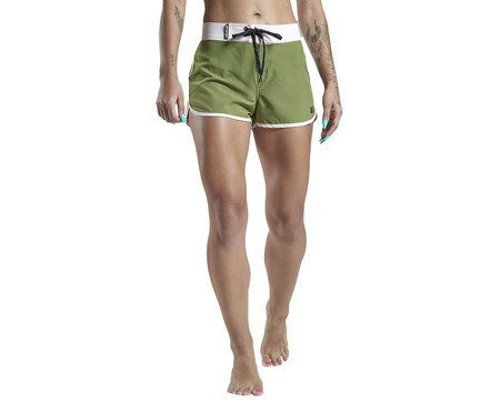 Boardshort Feminino Galapagos Aloha Verde Oliva e Rosa | WestwingNow