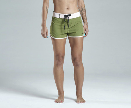 Boardshort Feminino Galapagos Aloha Verde Oliva e Rosa | WestwingNow