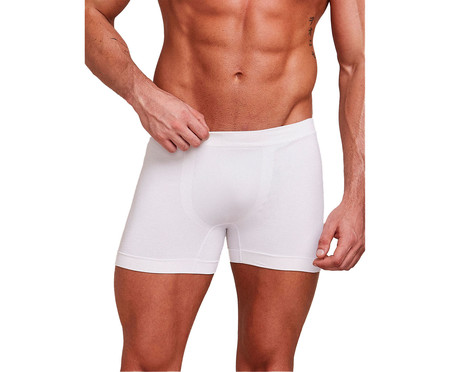 Cueca Boxer sem Costura em Microfibra Branco - P