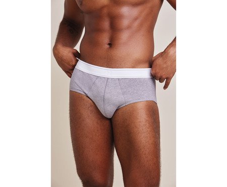 Cueca Slip em Algodão Cinza Mescla | Westwing