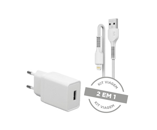 Carregador de Parede com Usb Cabo Lightning Branco Letron - 100cm, Colorido | WestwingNow