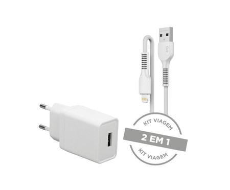 Carregador de Parede com Usb Cabo Lightning Branco Letron - 100cm