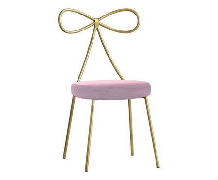 Cadeira em Veludo Lace - Dourada e Rosa | WestwingNow