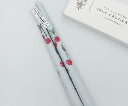 Jogo de Velas Castiçal Summer Cherry Azul Clara | Westwing