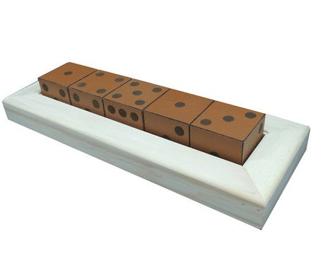 Jogo com Cinco Dados em Madeira Recouro - Caramelo