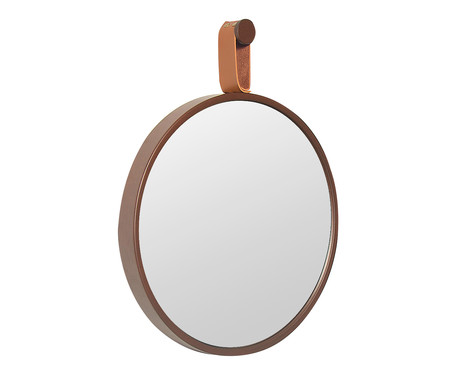 Espelho de Parede com Alça Round Effeil - Marrom e Caramelo | WestwingNow