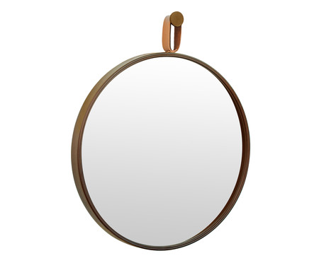 Espelho de Parede com Alça Round Effeil - Marrom e Caramelo | WestwingNow