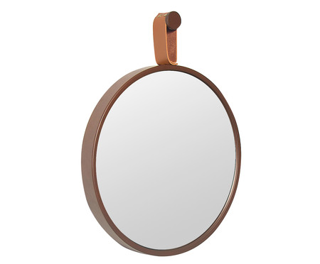 Espelho de Parede com Alça Round Effeil - Marrom e Caramelo
