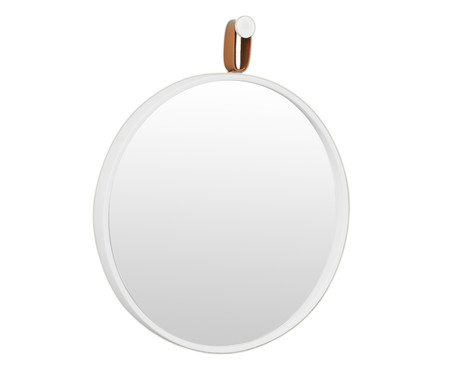 Espelho de Parede com Alça Round Effeil - Branco e Caramelo | WestwingNow