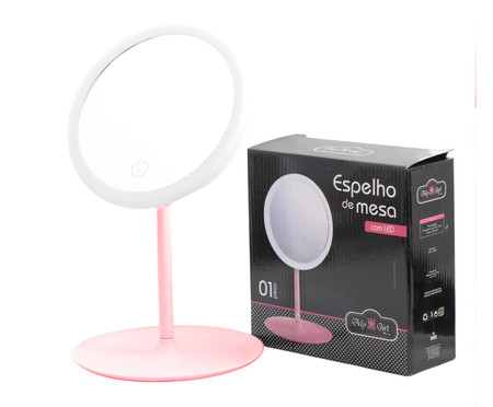 Espelho Iluminado com Porta Bijoux Tarondor Rosa | WestwingNow