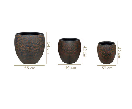 Jogo de Vasos de Piso em Resina Ienne - Marrom | WestwingNow