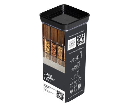 Mini Pote Hermetico Lumini Quadrado Black, Preto | WestwingNow