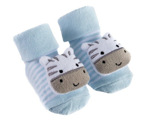 Meias Antiderrapantes com Chocalho Zebrinha Azul, multicolor | WestwingNow