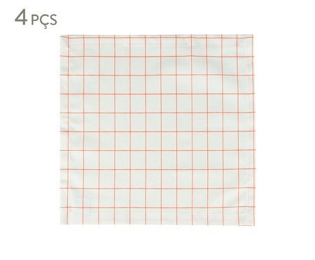 inativo_Jogo de Guardanapos Panamá Grid Coral - 45X45cm