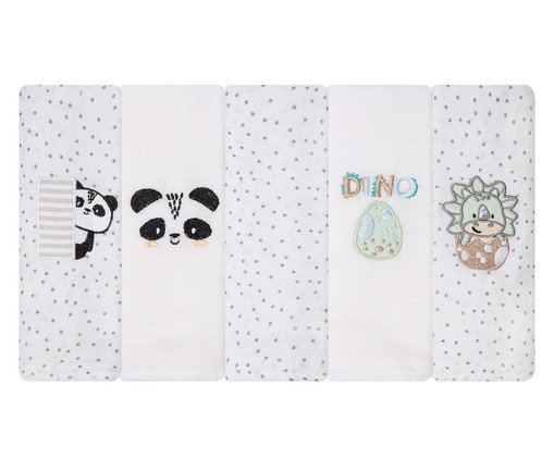 Jogo de Fraldas Soft com Bainha Papi Friends Verde e Cinza, multicolor | WestwingNow