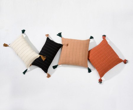 Capa de Almofada com Tassel Etnica Telha e Cinza | Westwing
