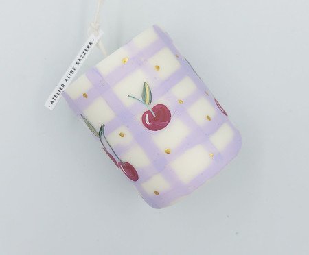 Vela Pilar Cherry Xadrez Lilás | Westwing