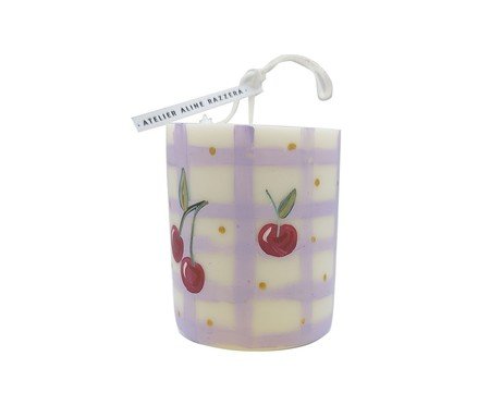 Vela Pilar Cherry Xadrez Lilás | Westwing