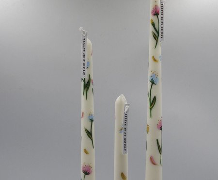 Jogo de Velas Castiçal Flores | Westwing