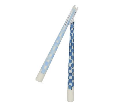 Jogo de Velas Dupla Checkboarder Azul | Westwing