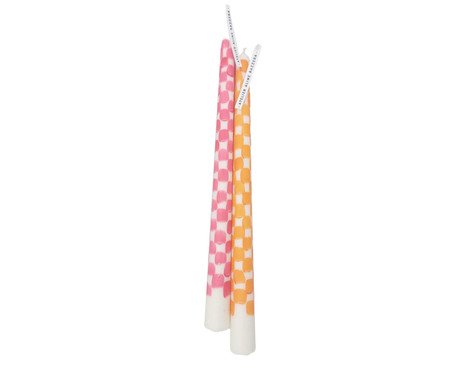 Jogo de Velas Dupla Checkboarder Laranja e Rosa | Westwing