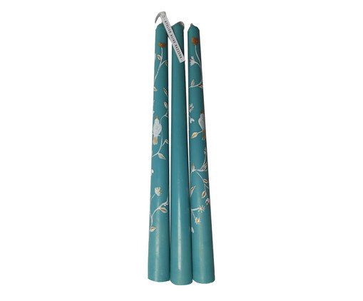 Jogo de Velas Castiçal Birds And Flowers Turquesa, Turquesa | WestwingNow