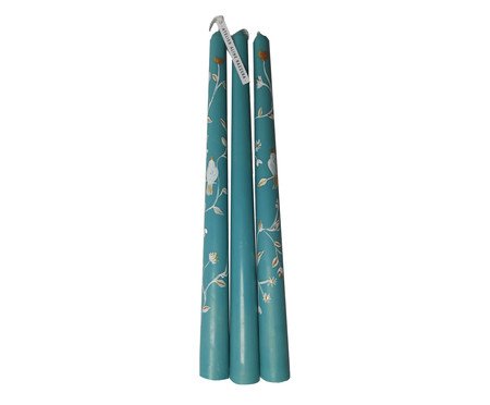 Jogo de Velas Castiçal Birds And Flowers Turquesa | Westwing
