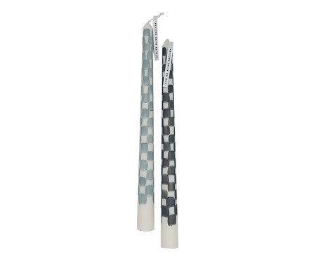 Jogo de Velas Dupla Checkboarder Preta e Cinza | Westwing