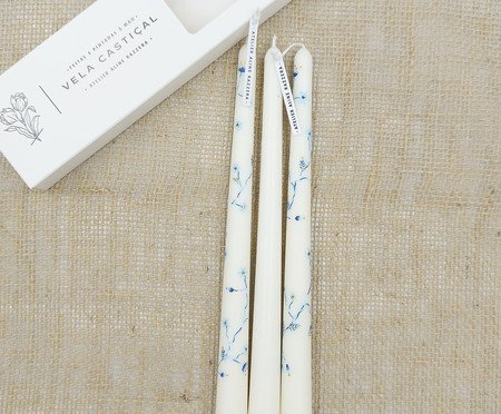 Jogo de Velas Castiçal Blue Flowers | Westwing