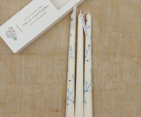 Jogo de Velas Castiçal Blue Flowers | Westwing