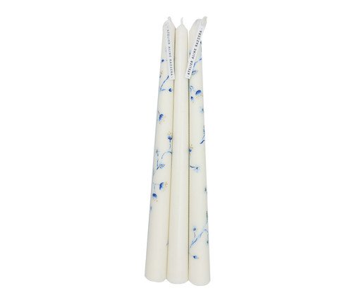 Jogo de Velas Castiçal Blue Flowers, Azul | WestwingNow