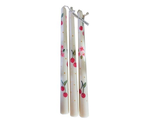 Velas para Castiçal Summer Cherry - 3 peças, white | WestwingNow