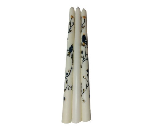 Jogo de Velas Castiçal Birds And Flowers Preta, Preto | WestwingNow