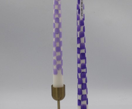 Jogo de Velas Dupla Checkboarder Lilas | Westwing