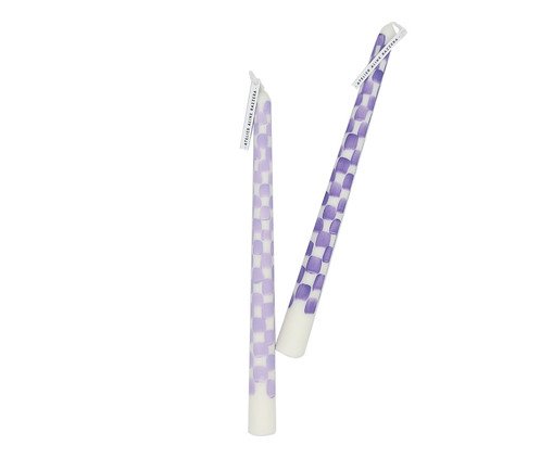 Jogo de Velas Dupla Checkboarder Lilas, Lilás | WestwingNow