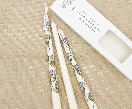 Jogo de Velas Castiçal Tulipa Lilas | Westwing