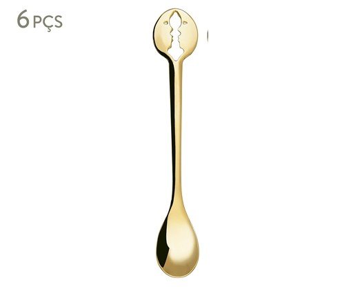 Jogo de Colheres para Café em Inox Cucchiaino Moka Kiss Gold, Dourado | WestwingNow