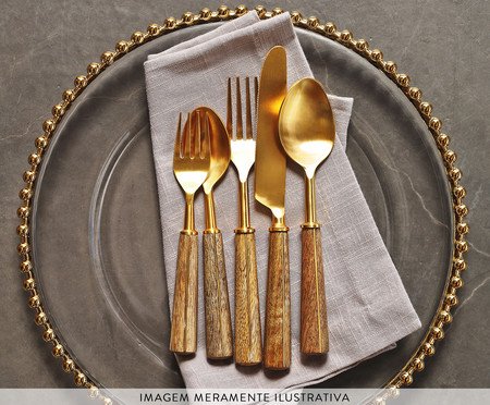 Faqueiro em Inox Garbo Goldwood | Westwing
