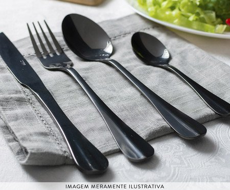 Faqueiro em Inox Positano Preto | Westwing