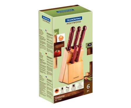 Jogo de Facas em Inox Polywood | Westwing