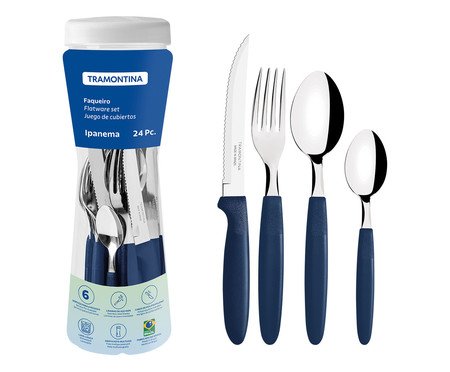 Faqueiro em Inox Ipanema Azul | Westwing