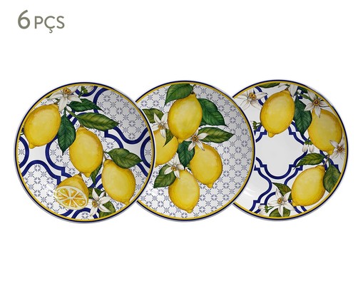 Jogo de Pratos para Sobremesa em Cerâmica Sicilia - Colorido, Azul,amarelo | WestwingNow